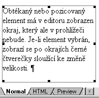 P��klad zobrazen� obt�kan�ho odstavce v zobrazen� Normal